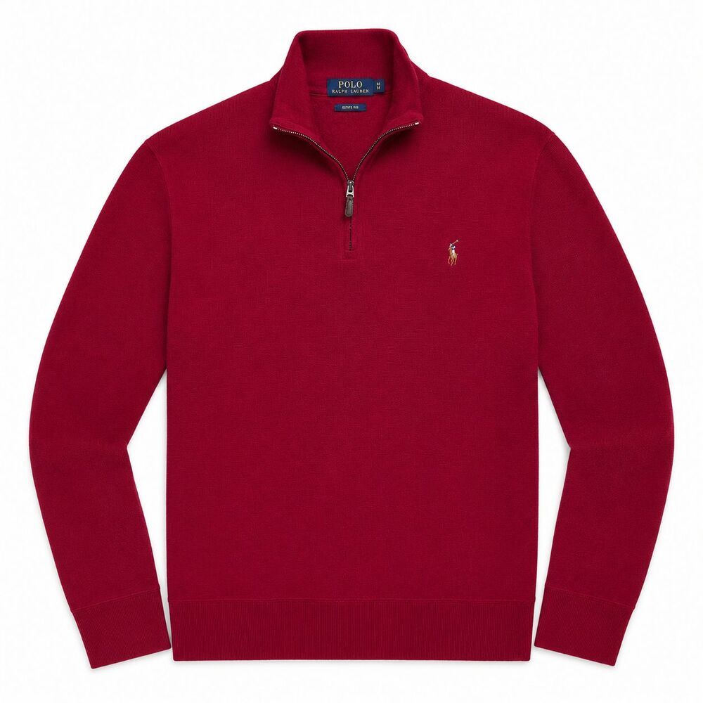 Men's Polo Ralph Lauren Quarter Zip Pullover Estate Fit Size XL Red Pony Logo